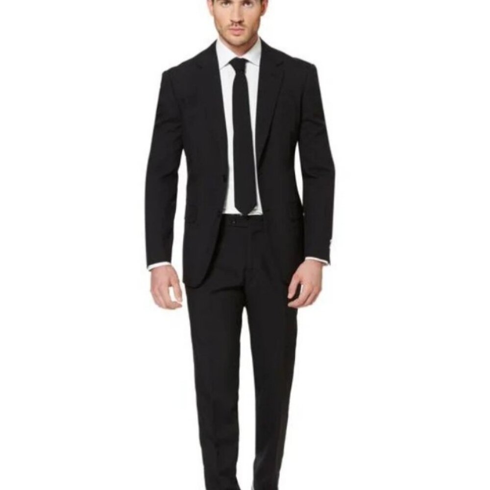 BARONI, Prive 40S Black 2-button 100% wool suit.